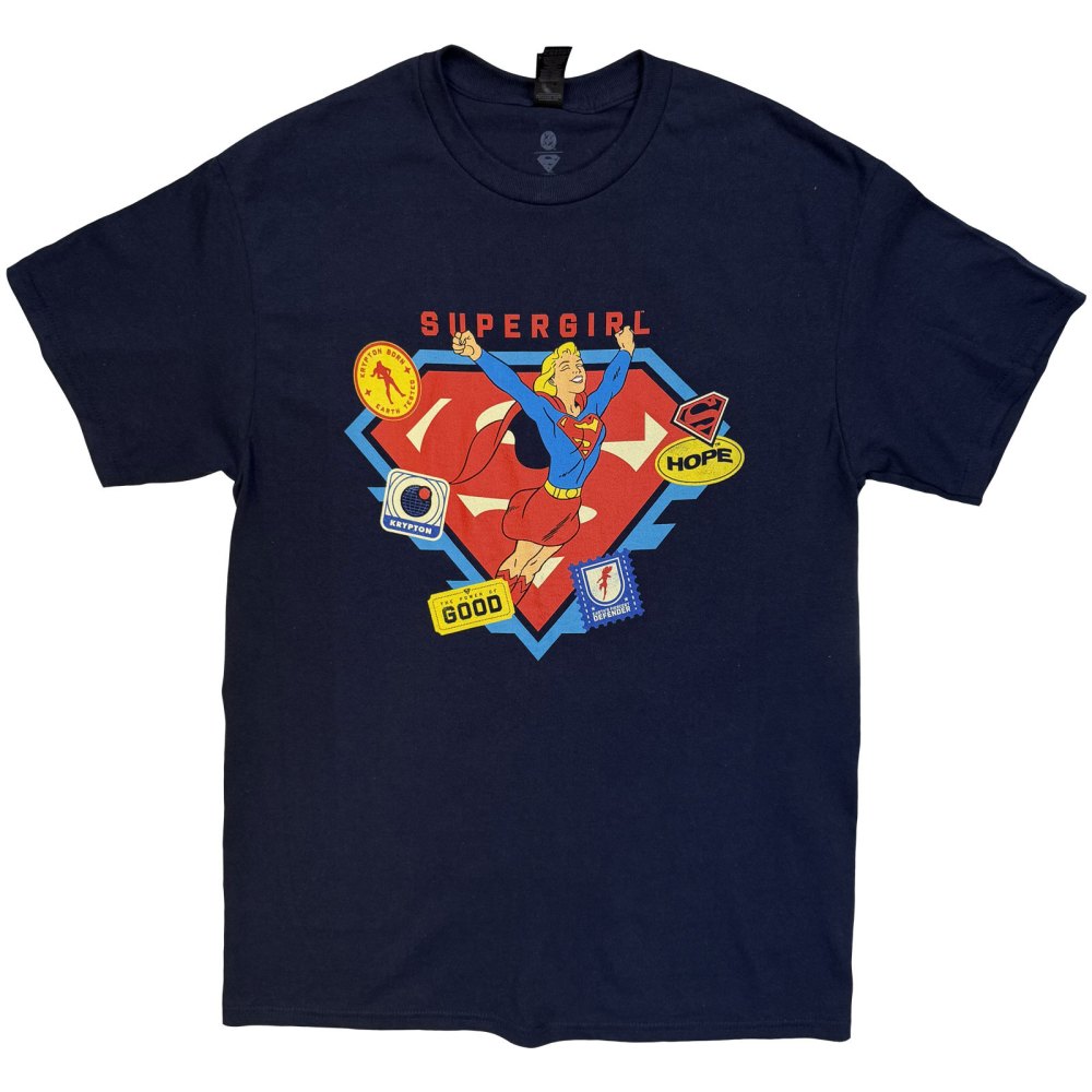 DC Comics Supergirl - Supergirl Stickers Heren Tshirt - Blauw